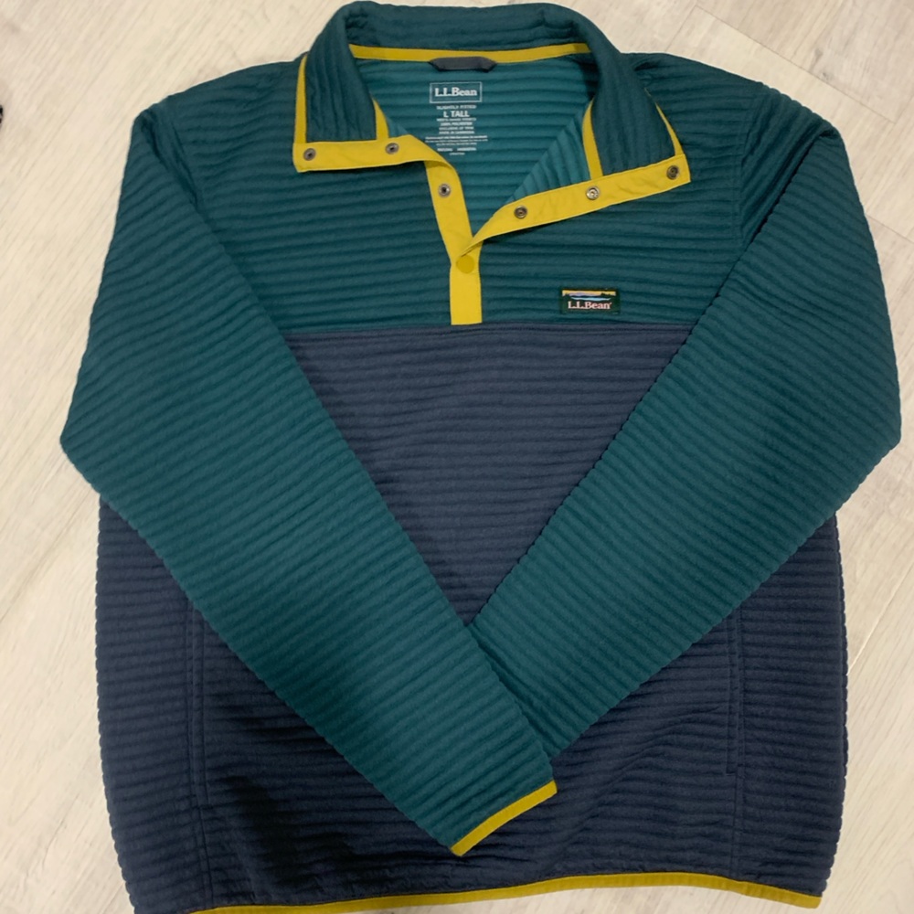 L.L. Bean Men's Airlight Knit Pullover Blue & Green Men’s Large Tall